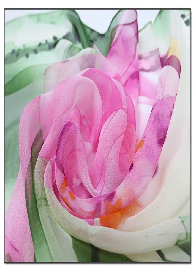 Acotavie Scarfs for Women Lightweight Print Floral Pattern Scarf Fashion Scarves Sunscreen Wraps Shawls (Lotus&Green) - Image 5